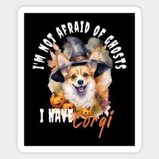 Corgi Dog Ghost Guardian Vintage Halloween Funny Magnet